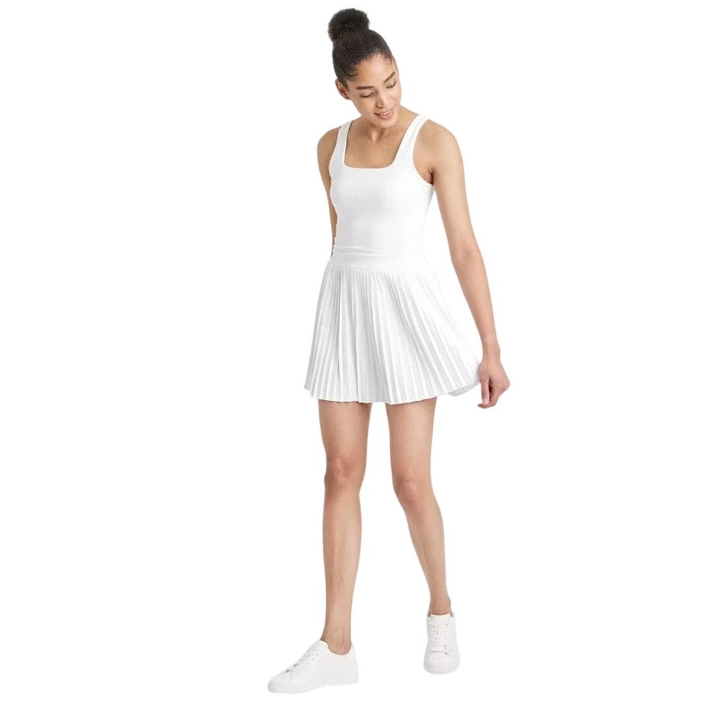 All in Motion Women's White Pleated Sleeveless Athletic Tennis Dress Size XS